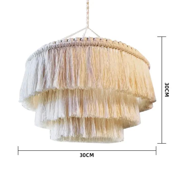 Abat-jour en macramé à pompons 2026, style nordique, tapisserie suspendue, abat-jour bohème, couvert
