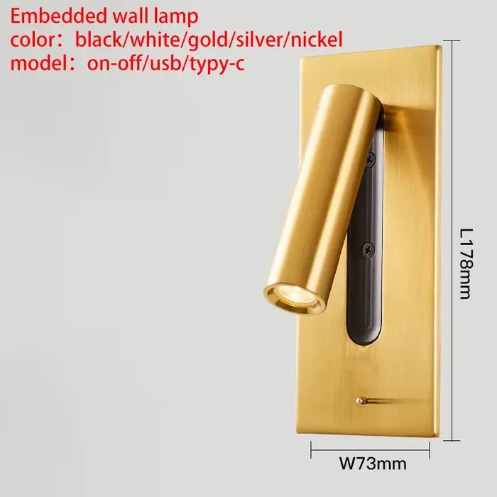 Applique murale rétro-éclairé, chargeur USB, Rotation à 350 degrés réglable pour hôtel, chambre à co