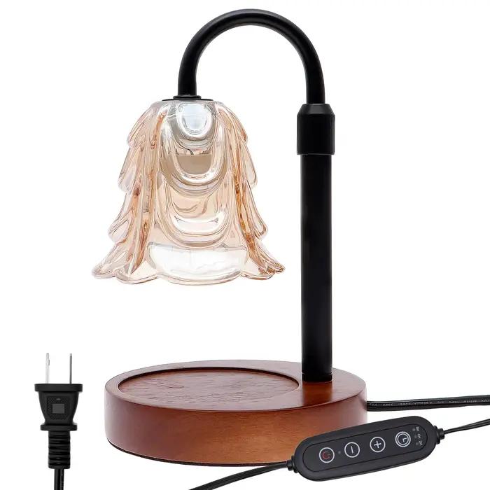 Lampe chauffe-bougie à fleurs avec minuterie, 4 vitesses, intensité variable, Base réglable en haute