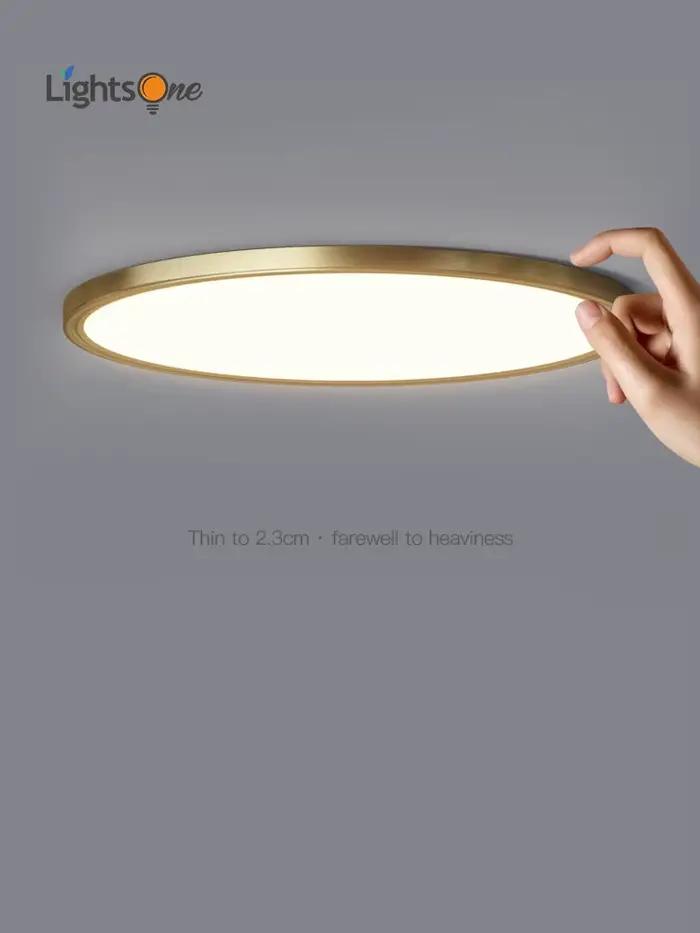 Tout en cuivre mince plafonnier en cuivre moderne minimaliste chambre lampe allée couloir plafonnier