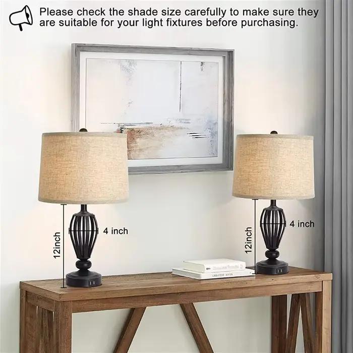 Abat-jour en lin naturel, 12,6x11,6x9,8 pouces, pour lampe de Table, lampadaire A-AT64