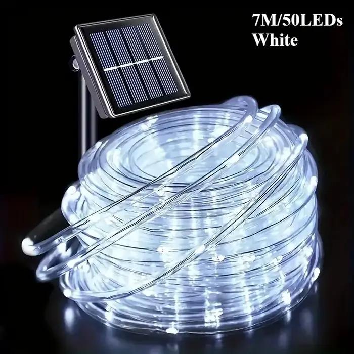 Guirlande lumineuse solaire LED pour jardin, lampe tubulaire étanche, guirlande de Noël, lumières fé