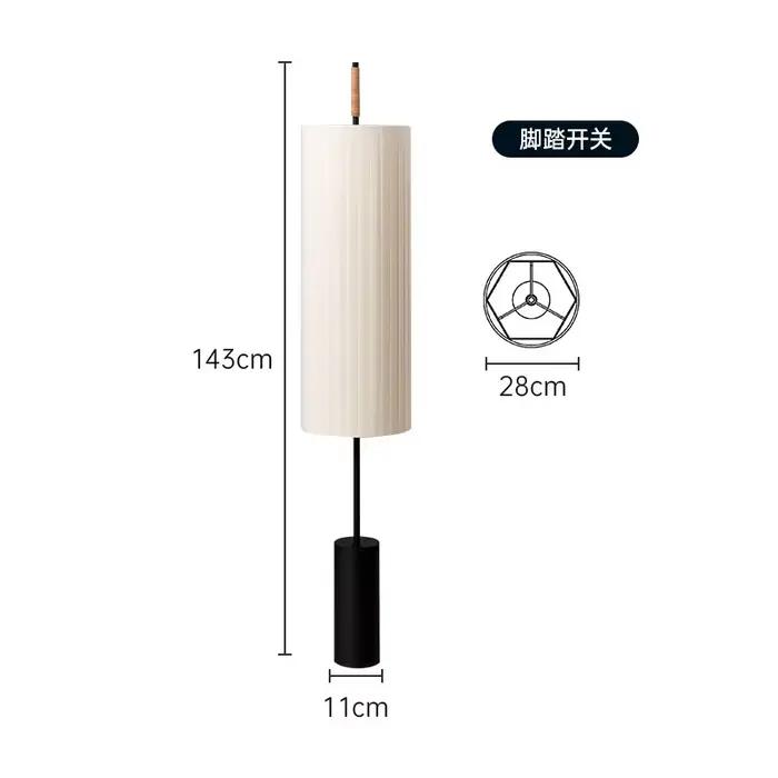 Lampadaire LED à Base de fer de styliste japonais, abat-jour cylindrique en tissu, salon, chambre à 