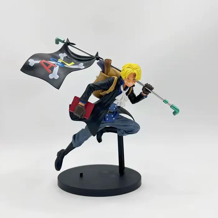 Ensemble de personnages de dessin animé One Piece, 3 pièces, Luffy ace Sabo, ornements en PVC, colle