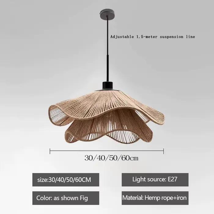 Lampe suspendue en forme de fleur en corde de chanvre, lustre LED, décoration de la maison, salon, s