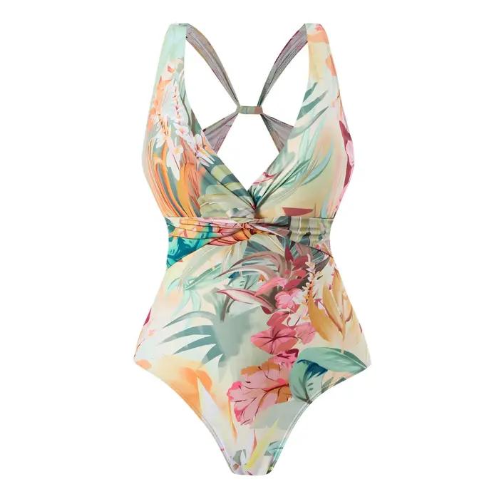 Femmes une pièce maillot de bain vacances femme maillot de bain rétro robe de plage de luxe Bikini c
