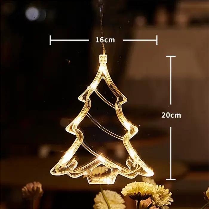 Lampe LED suspendue à ventouse, flocon de neige, père noël, ornements de fenêtre, décoration pour la