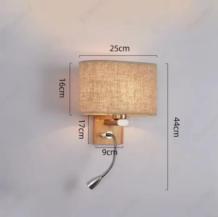 Applique murale LED en bois E27, abat-jour en tissu avec Angle rotatif, lampe de lecture pour chambr