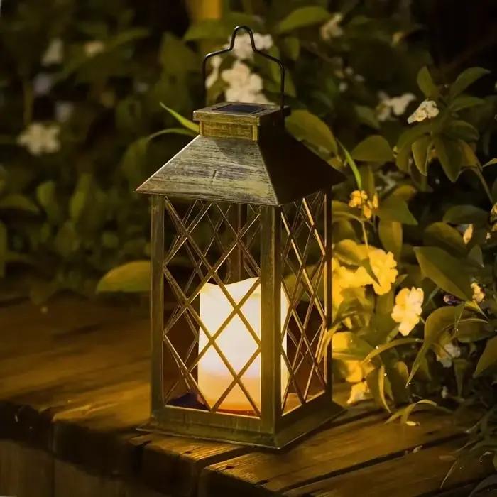 Lampe suspendue à énergie solaire, bougie sans flamme scintillante, lumière LED étanche pour table, 