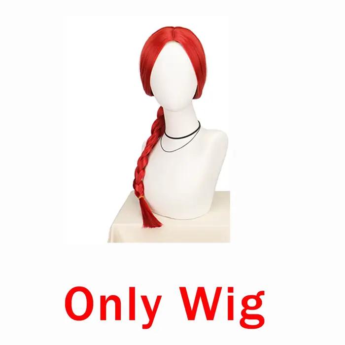 Costumes de cosplay pour films et animés, hauts, pantalons, perruques, tresses rouges, accessoires p