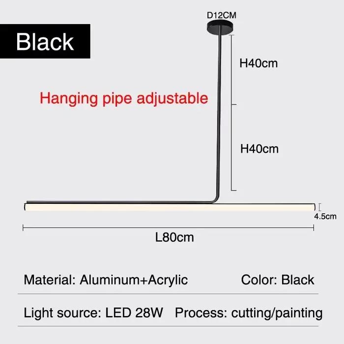 Suspension de restaurant moderne et minimaliste, style nordique de luxe, tube lumineux long, pour ta