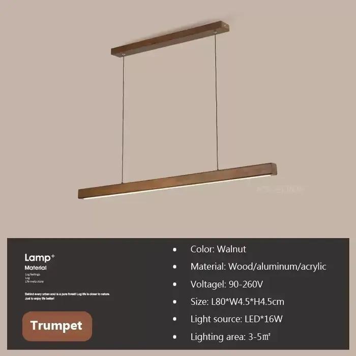 Luminaire suspendu LED en bois nordique, lustre long pour salle à manger, lampe de table à manger, l