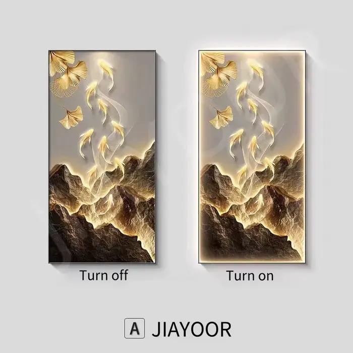 Applique murale LED de luxe pour salon, entrée, couloir, décoration, peinture suspendue au poisson, 