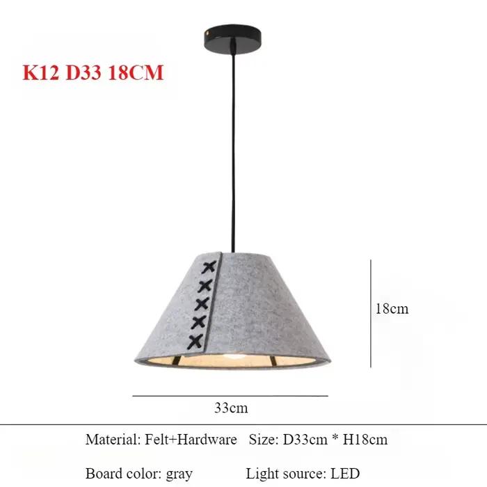 Lampe suspendue LED colorée en feutre design, luminaire décoratif d'intérieur, idéal pour un salon, 