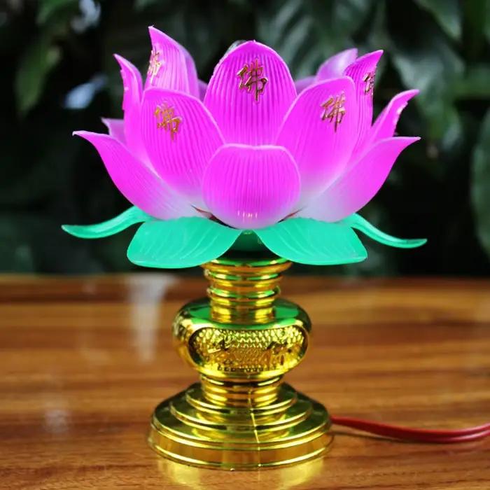 Bouddhisme Lotus lampe exquise Veilleuse solennelle cérémonie bouddhiste culte bouddha lampe bouddhi