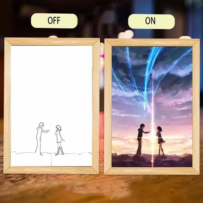 Lampe de chevet LED personnalisable avec nom, cadre photo, style anime et dessin animé, pour décorat