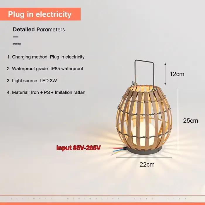 Lampes solaires LED lampadaire extérieur étanche énergie solaire Imitation rotin lampe d'ambiance dé