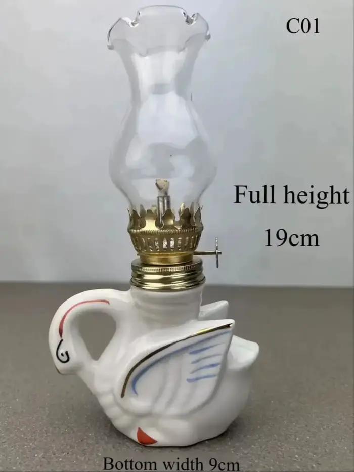 Mini lampe à kérosène en forme de fz, lampe à huile nostalgique rétro en céramique, décoration de la