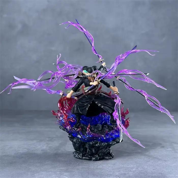 Figurine de Dessin Animé One Piece de 24cm en PVC, Roronoa Zoro Gk, Trois Têtes et Six Bras, Neuf Fl