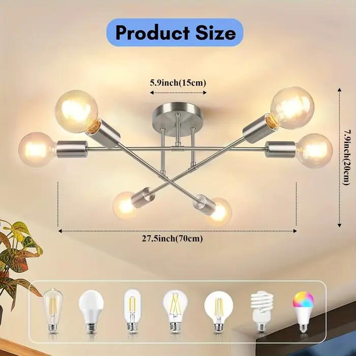 Lampes suspendues modernes en cuivre chromé, plafonniers à montage semi-affleurant, lustre LED, cham