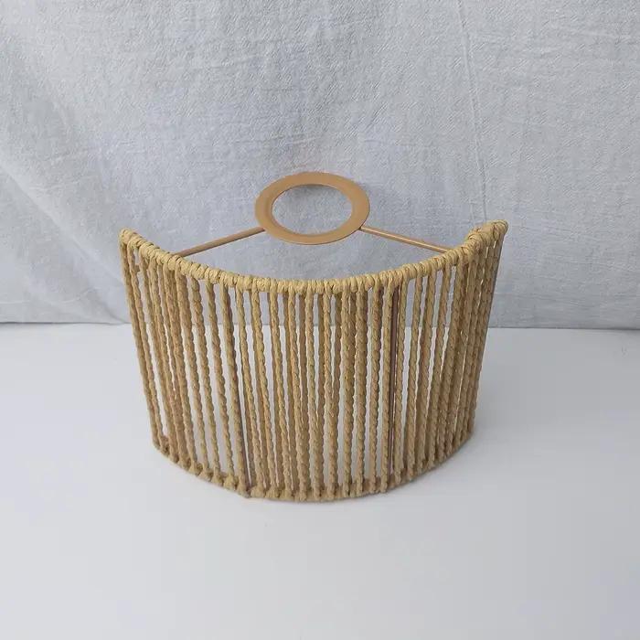 Abat-jour demi-cylindre en rotin tressé, style bohème, pour applique murale, décoration chambre et c