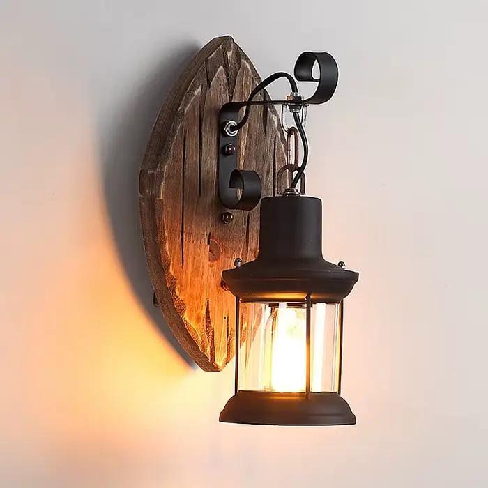 Applique murale Led en bois industriel, style nordique Antique, rétro, Vintage, avec apparence exqui