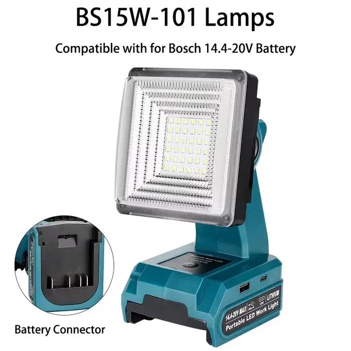 Lampe extérieure portative pour batterie Li-ion Bosch 18V LED lampe de travail sans fil avec interfa