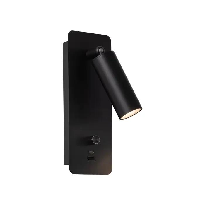 Applique murale 3000K lumière chaude avec interrupteur à bouton et chargement USB pour téléphone, la