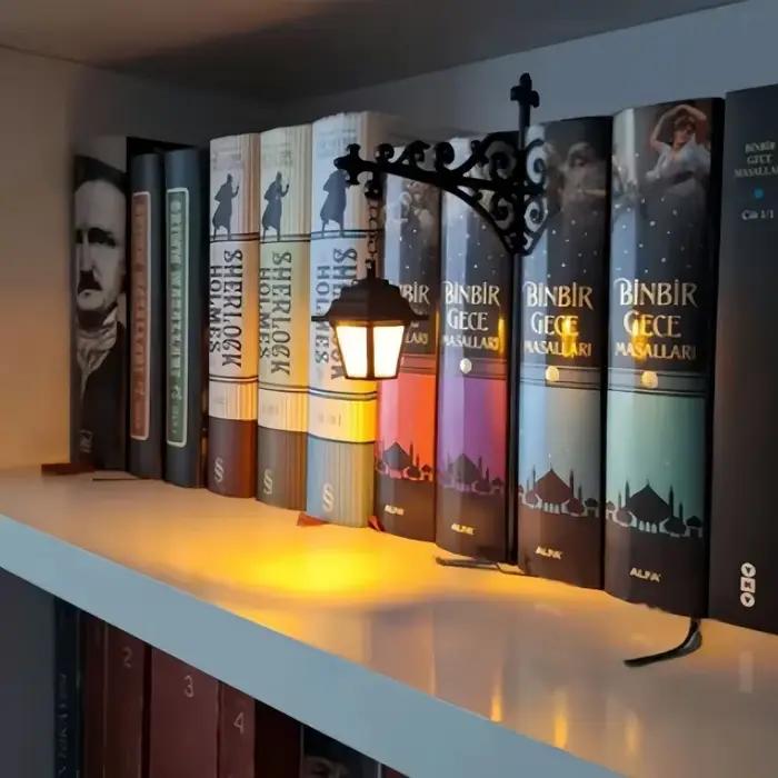 Lampe de chevet en fer forgé, type panneau de taverne, pour coin lecture, séparateur de livres, marq
