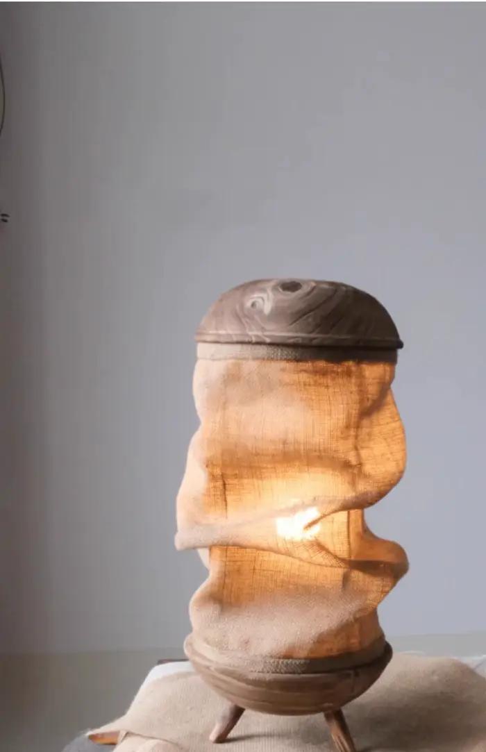 Lampe en lin faite à la main, produit d'art respectueux de l'environnement, décoration douce d'hôtel
