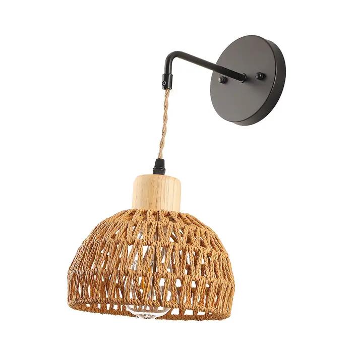 Applique Murale en Rotin Style Boho, Abat-Jour Tissé à la Main, Lampe d'Nikpour Cuisine, Chambre à C