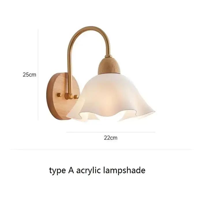 Applique murale en bois de style japonais, luminaire floral pastoral INS pour chambre à coucher, che