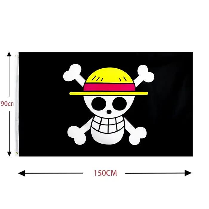 Drapeau One Piece, Singe D. Chapeau de paille en polyester Luffy Skull Feel, bannière trompent de pi