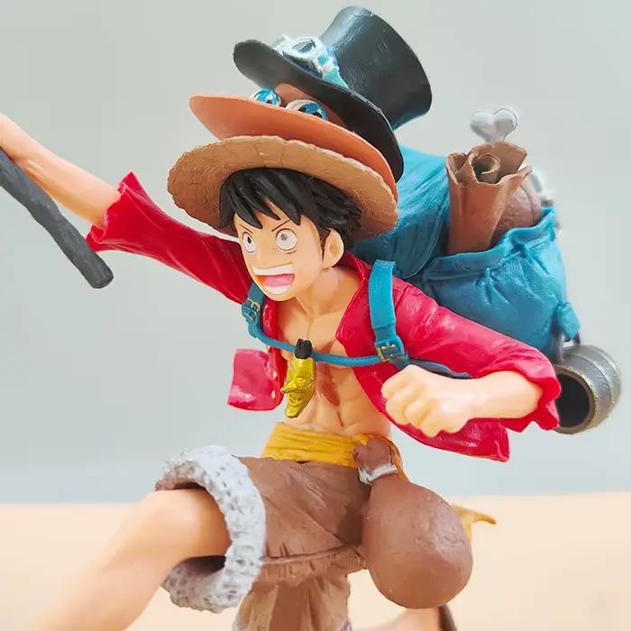 Figurines One Piece Luffy Trois Frères Sabo Ace Luffy Modèle Anime Décoration de Bureau Collection Cadeaux