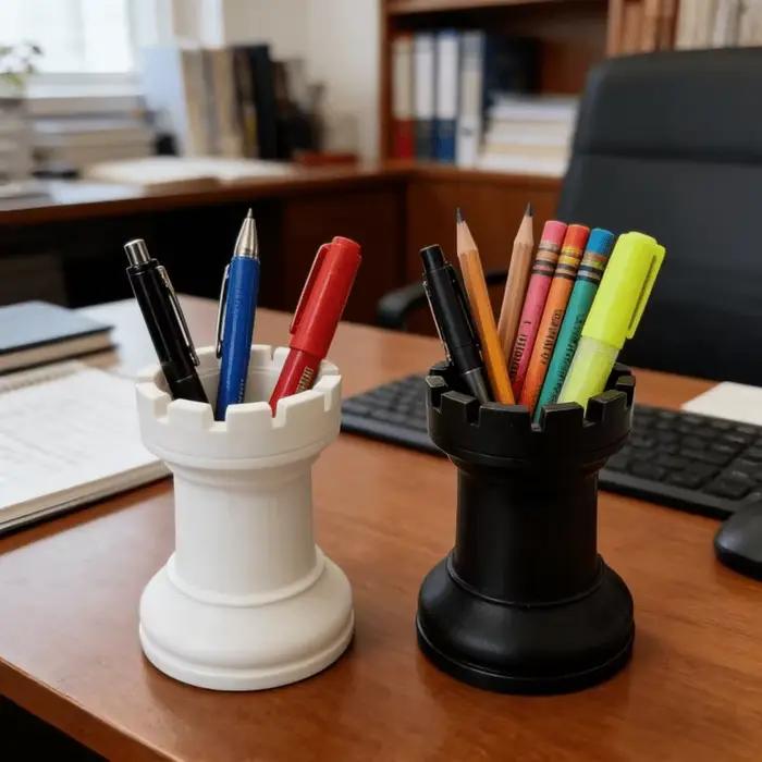 Porte-stylo en forme d'échiquier, style créatif et simple, porte-stylo au design d'échecs internationaux, boîte de rangement pour cosmétiques, vase créatif, papeterie, organisateur de pinceaux de maqu