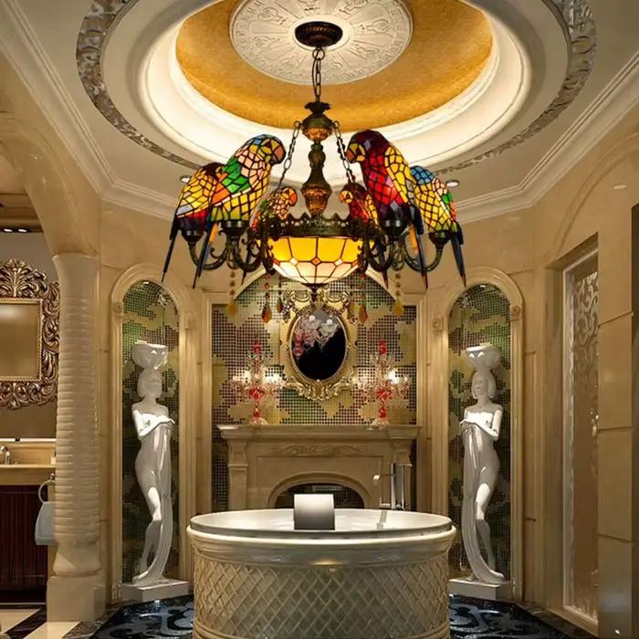 Art déco Tiffany perroquet concepteur Lustre