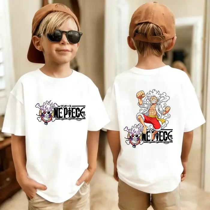 Nouveaux t-shirts à manches courtes en coton pour garçons et filles, vêtements d'été pour enfants, t-shirts d'anime Luffy Zoro Nami Chopper, vêtements mignons, t-shirts de dessins animés