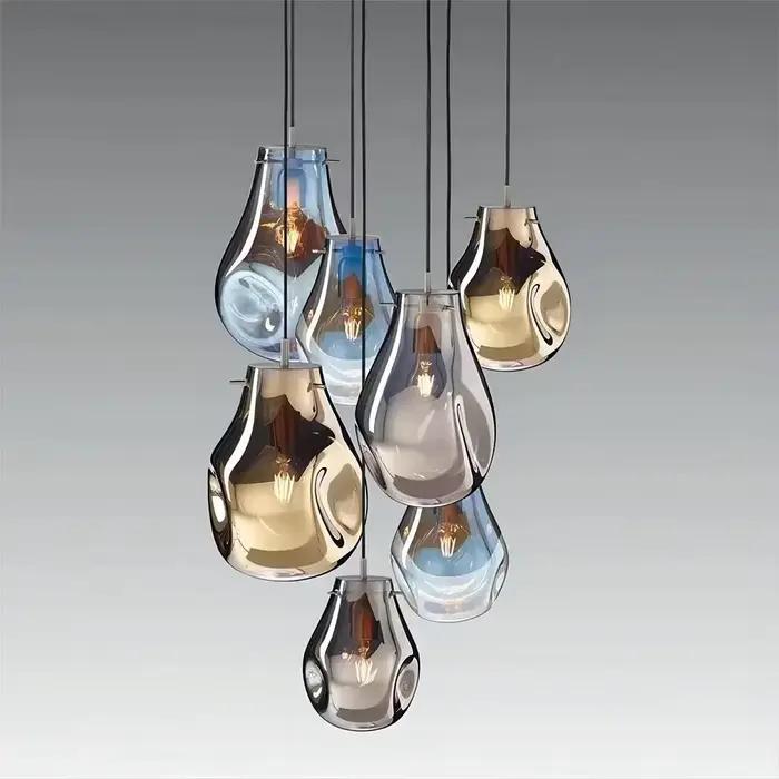 Lustre en verre coloré de design italien