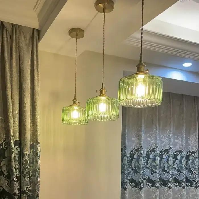 Lampe suspendue LED en verre vert nordique