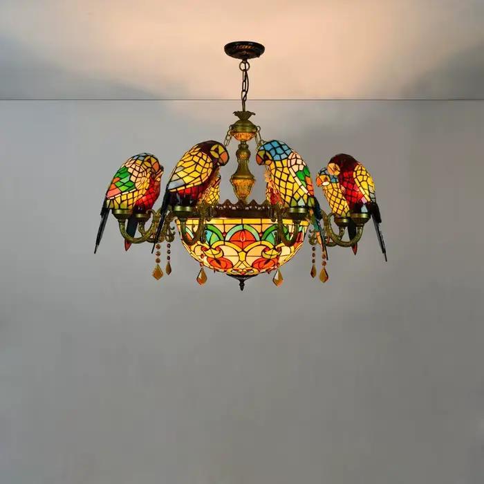 Art déco Tiffany perroquet concepteur Lustre