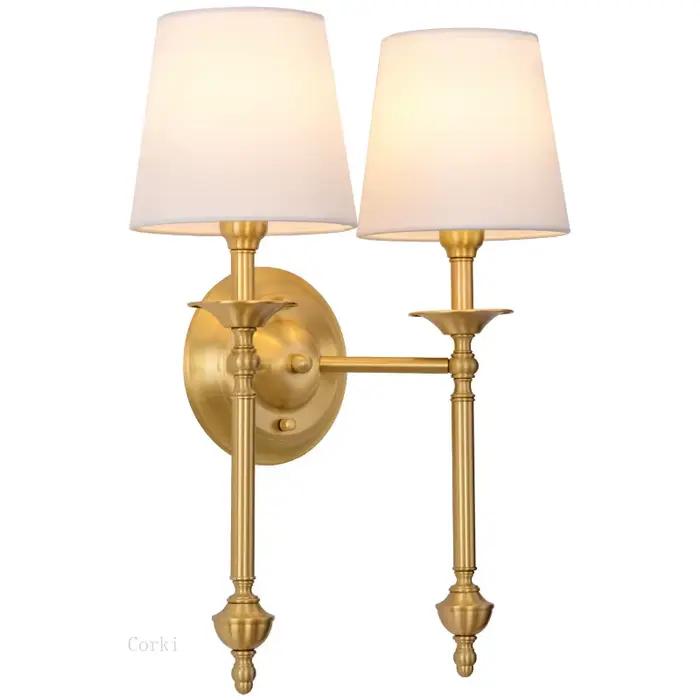 Europe Vintage tissu appliques pour chambre salon décoration fer mur LED lumières intérieur
