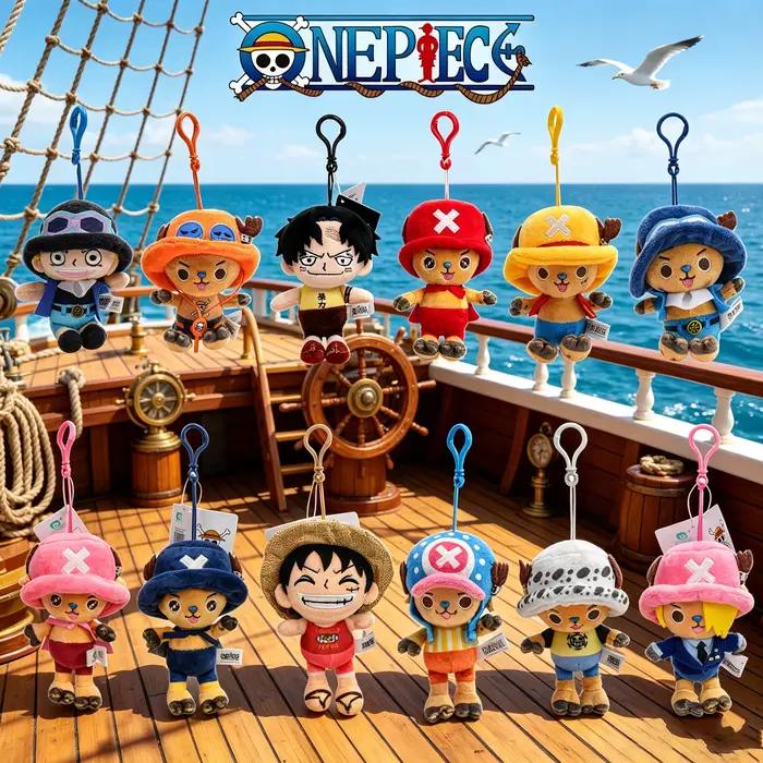 Pendentif en peluche One Piece Anime Personnages Monkey D. Luffy, Luffy, Ace, Sabo, Chopper, Law – Breloque de sac en peluche douce, cadeau pour enfant