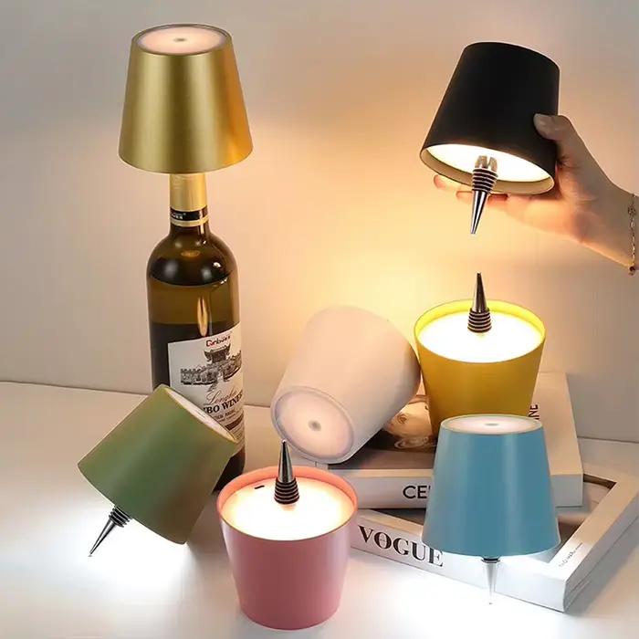 Lampe LED pour bouteille de vin 2026, lampe de décoration de bureau, 3 couleurs, lampe de table rechargeable pour la décoration de bouteilles de vin de bar, lampes de bureau