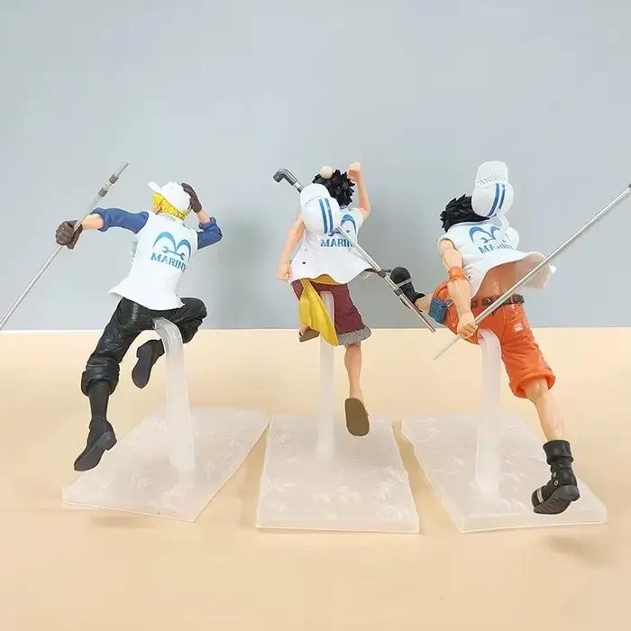 Figurine Anime One Piece de 17 cm, Luffy, Ace, Sabo, les trois frères, posture en course, modèle de statue en PVC, figurine d'action de bureau, jouet, cadeaux