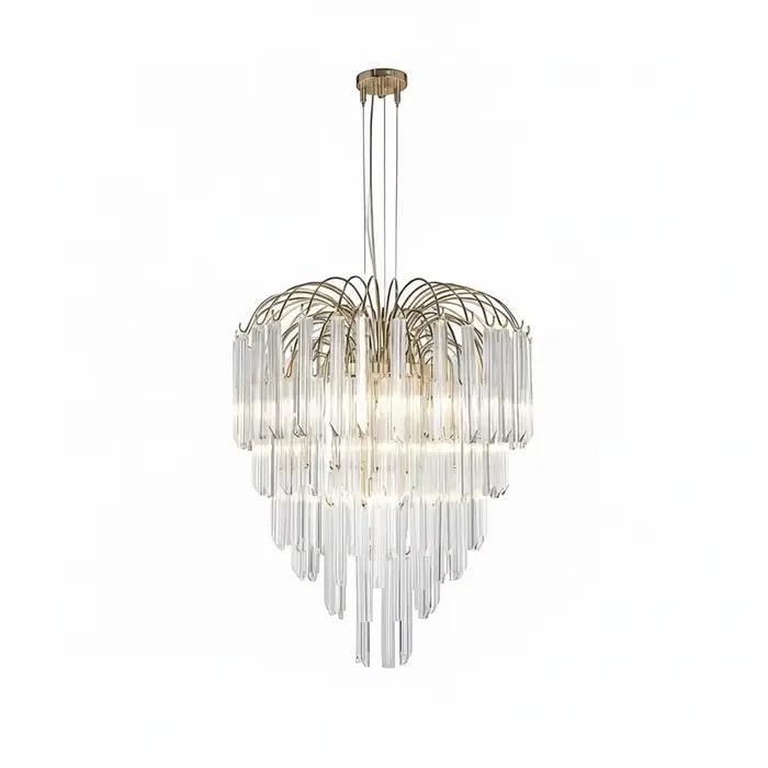 Lustre en verre de luxe en laiton antique