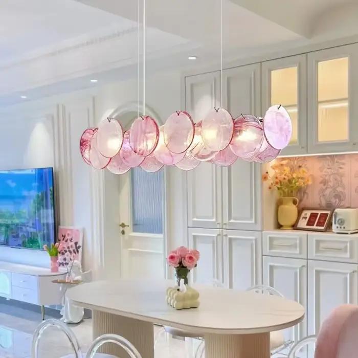 Luminaire suspendu en verre rose