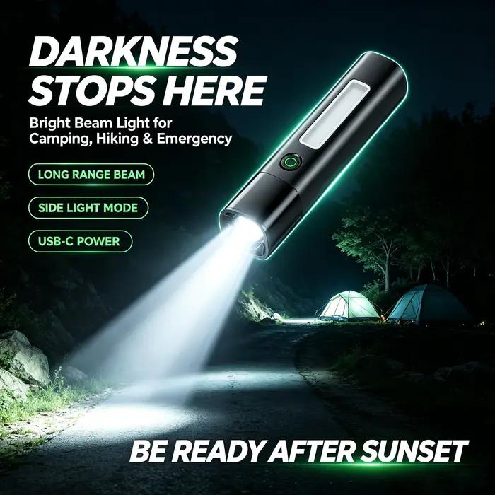 Lampe de poche Philips, haute luminosité, fonction d'éclairage latéral, facile à transporter, très adaptée aux situations d'urgence à la maison/en camping