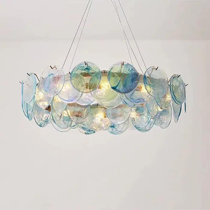 Lampe suspendue en verre rose design vintage français élégance romantique salon salle à manger chambre à coucher