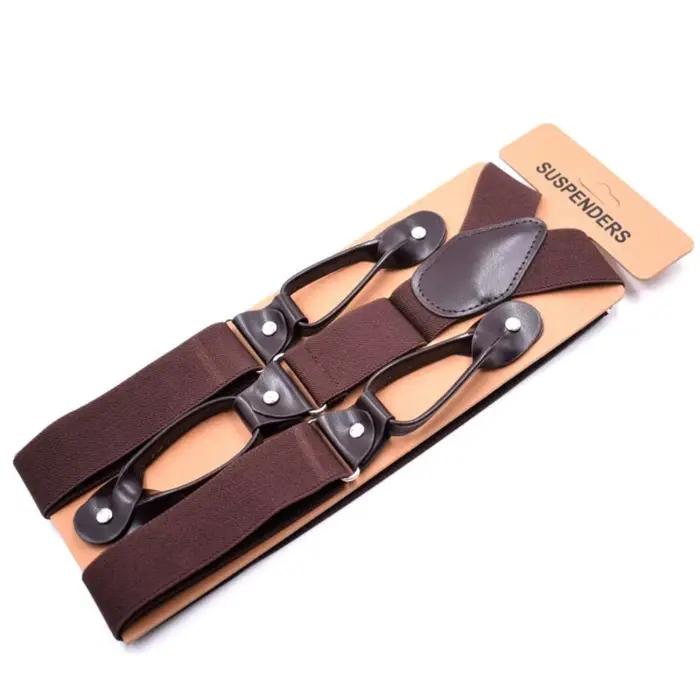 Bretelles Vintage en cuir pour hommes et femmes adultes, bout de bouton garni, dos en Y, bretelles élastiques réglables pour pantalons, ceinture pour fête de mariage