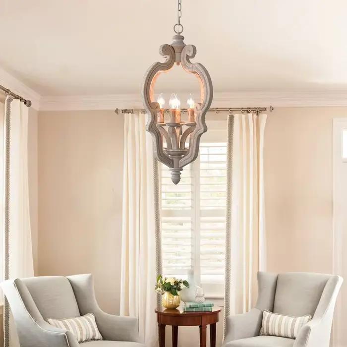 Lustre suspendu en bois style loft